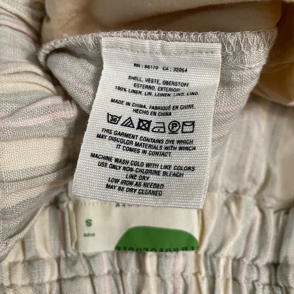 ANTHROPOLOGIE Beachy Linen Short Striped Pull on Drawstring women size Small - Picture 13 of 16